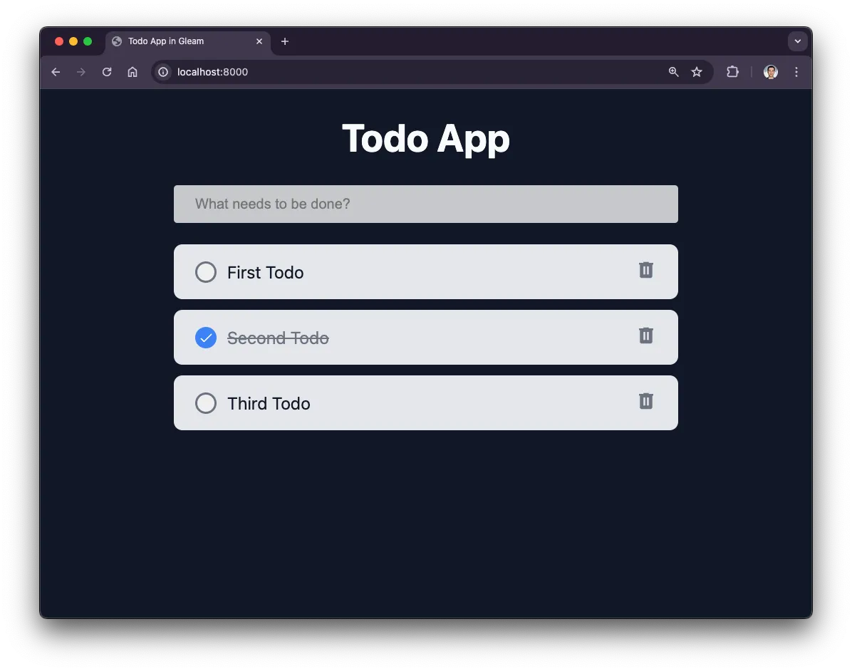 Screenshot of the todo that we will build